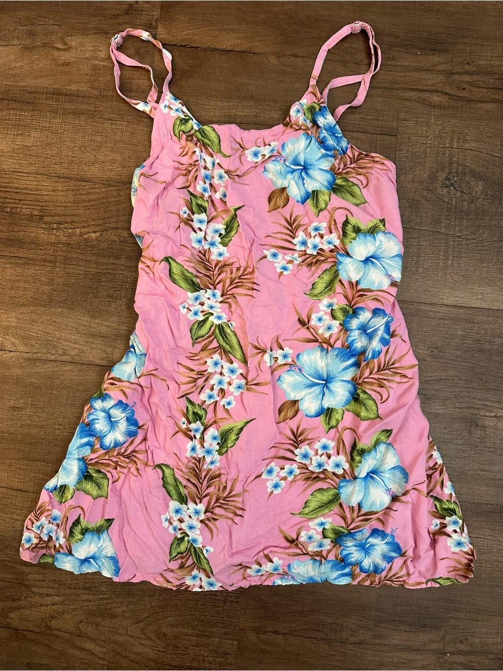 Blue Sky Pink Floral Halter Dress with Blue Logo Patch